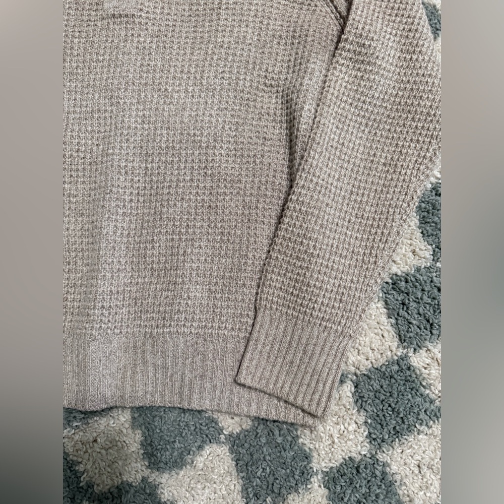 FAHERTY men's cashmere wool quarter button sweater in oatmeal marl tan Size XXL - Picture 6 of 14